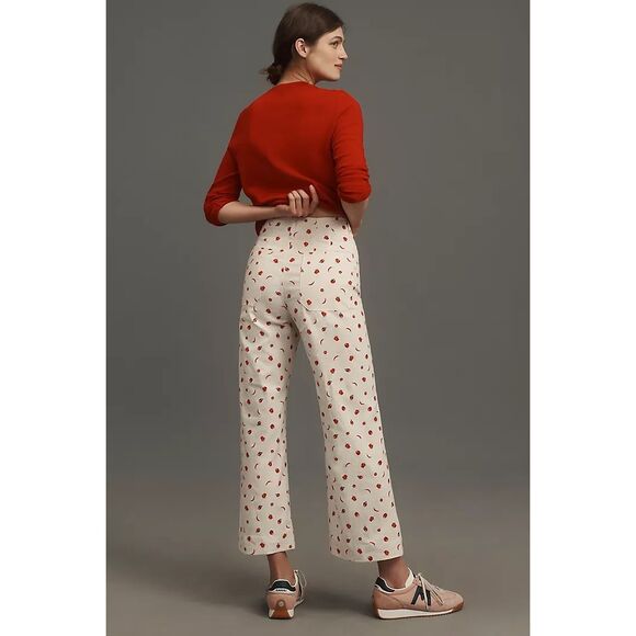 Anthropologie The Colette Cropped Wide-Leg Trousers by Maeve: Printed Linen Edit - Picture 4 of 10